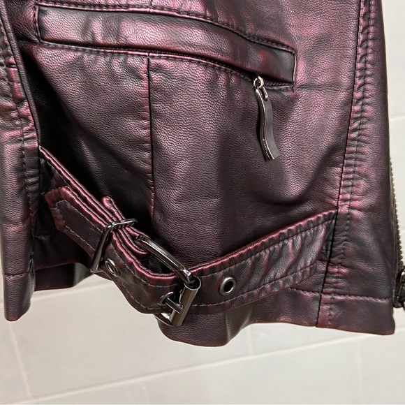 The Fillmore Faux Leather Dual Zipper Moto Jacket SMALL Iridescent‎ Purple Biker - Picture 6 of 13